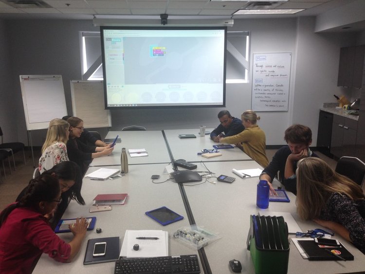 Workshop participants at a design-thinking professional development workshop